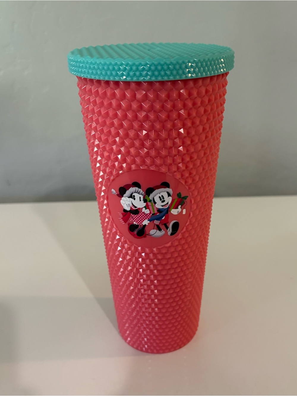 Disney Mickey and Minnie holiday christmas studded tumbler cup